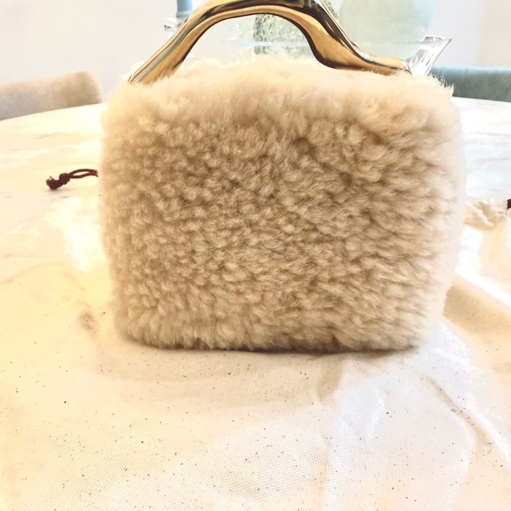 Cult Gaia Solene Mini Shearling Top Handle